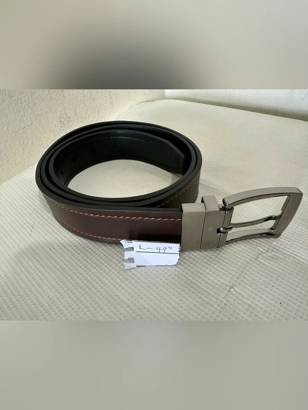 Women's Reversible Leather Belt Black Brown with Silver Swivel Buckle Size 42